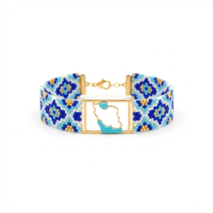 عکاسی استودیویی از دستبند مهره‌ای نقشه ایران